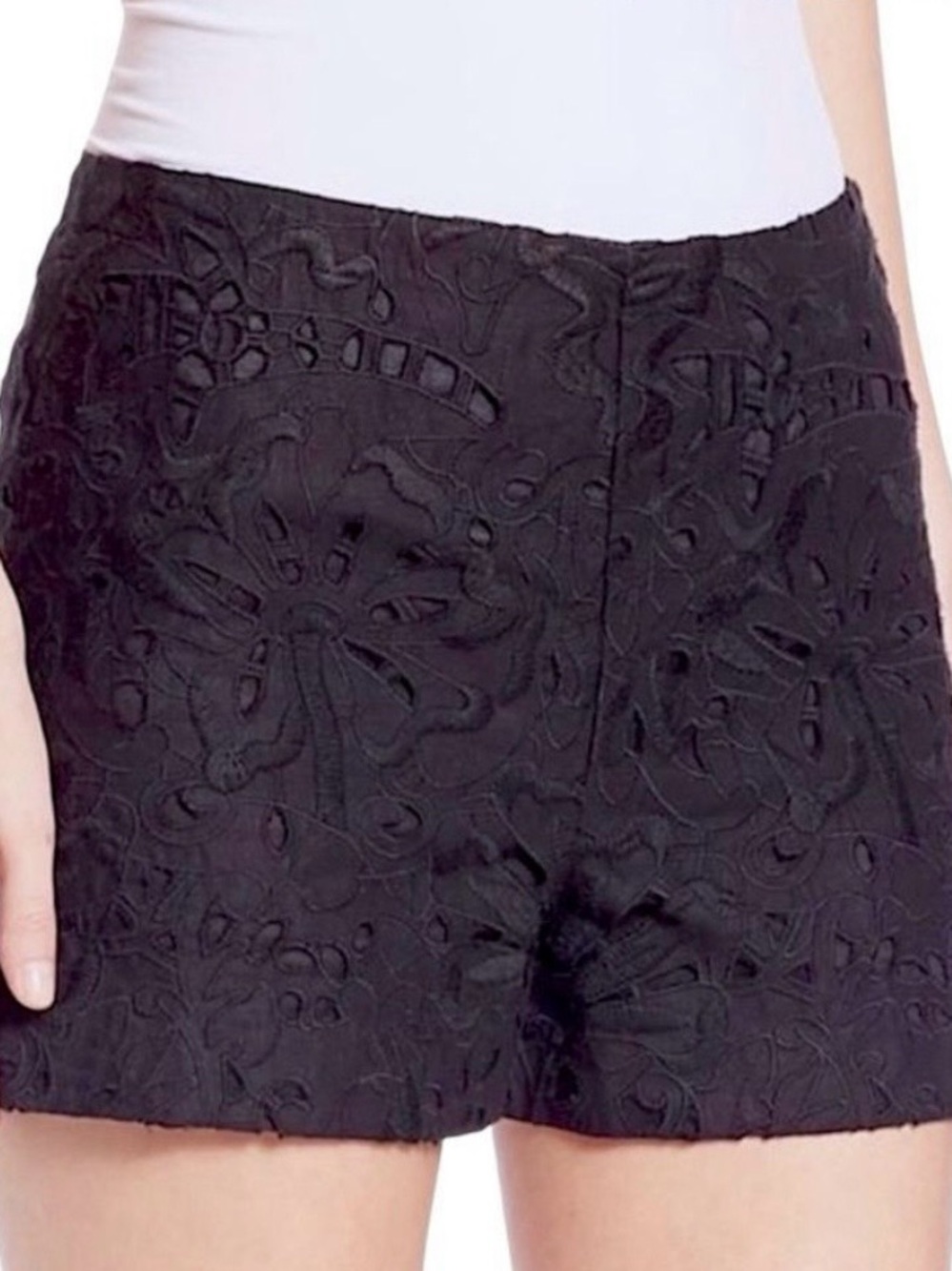 Theory Black Eyelet Shorts